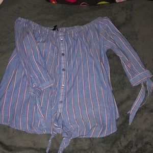 Off the sleeve striped shirt